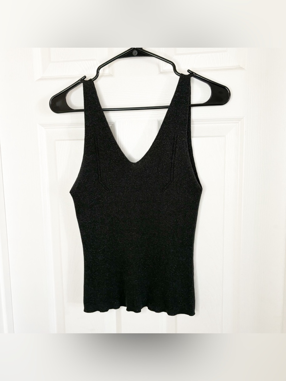 Black Sparkle V-Neck Tank Top
